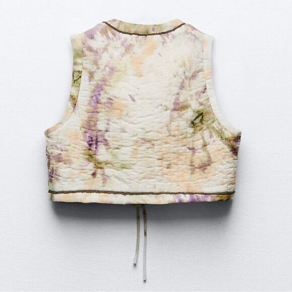 Zara Tie Dye Print Cropped Vest Large Multicolor NEW - Picture 2 of 8